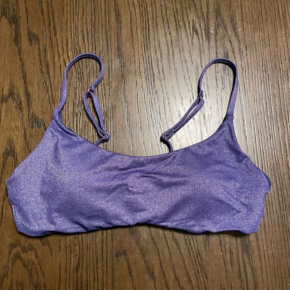 Raisins sparkly purple metallic pullover swim top, M, NWOT